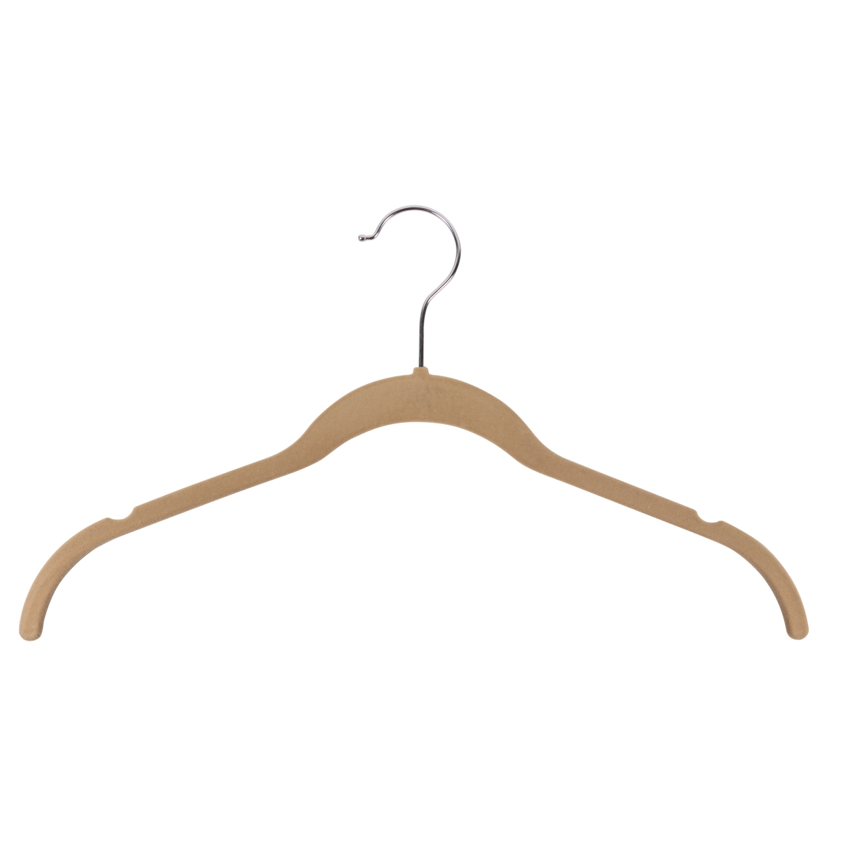 Shirt & Blouse Hanger With Notches Camel - Flocked Velvet Pack Of 50