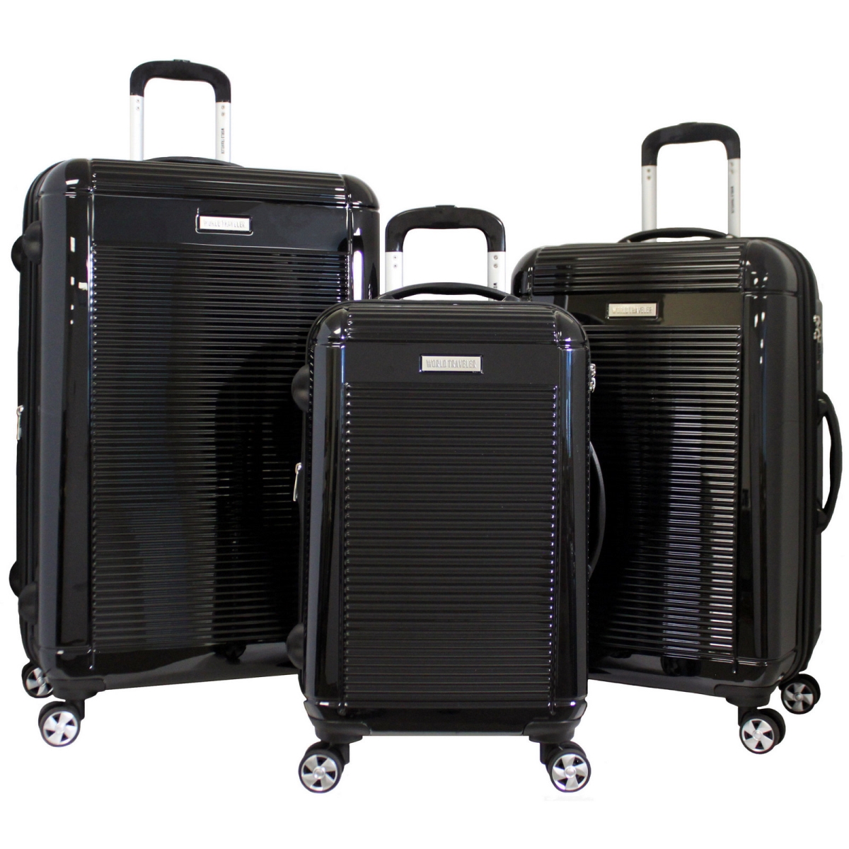 Wt4000-black Regal Hardside Lightweight Spinner Luggage Set - Black, 3 Piece