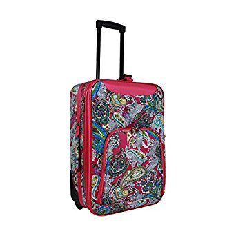 816701-182 20 In. Pink Paisley Lightweight Carry-on Suitcase