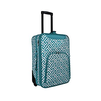 816701-185lt-w 20 In. Lightweight Carry-on Rolling Suitcase - Blue & White Greek Key