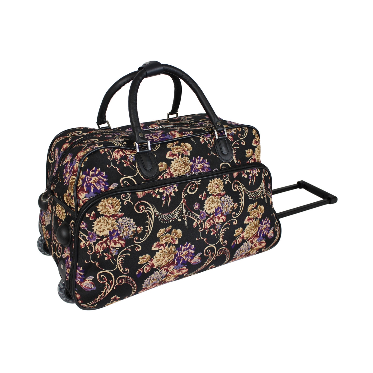 8112022-209 21 In. Classic Floral Carry-on Rolling Duffel Bag