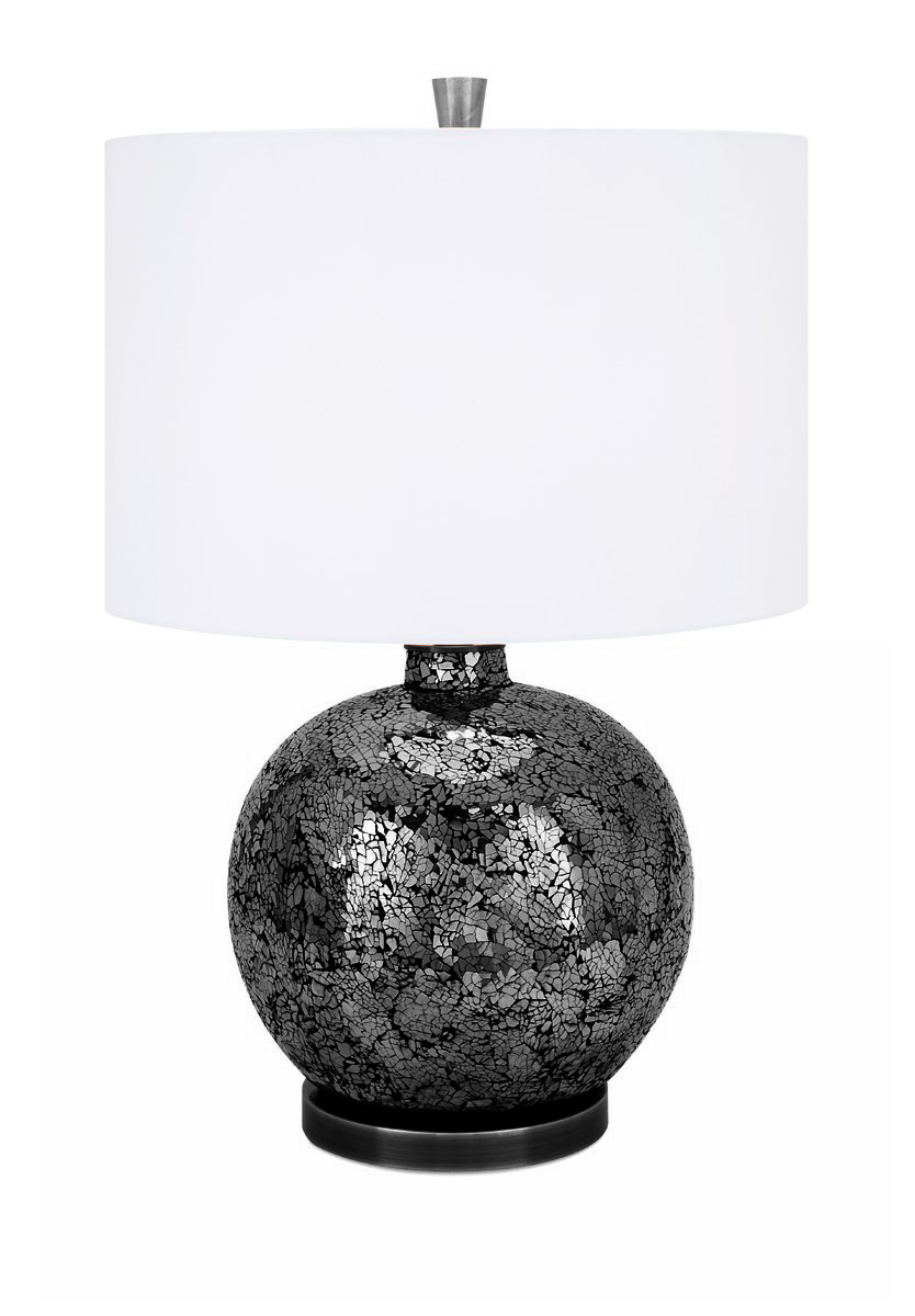 Urban Designs 1355295 Euro Handcrafted Grey Cracked Glass Mosaic Table Lamp