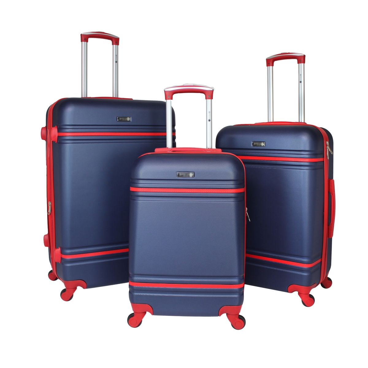 Wt86997-3e-nvy-red 3 Piece American Collection Spinner Luggage Set - Navy & Red