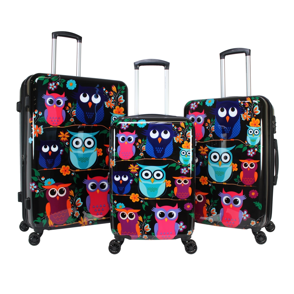 Wts5261-3e-owls 3 Piece Hardside Spinner Luggage Set - Owls