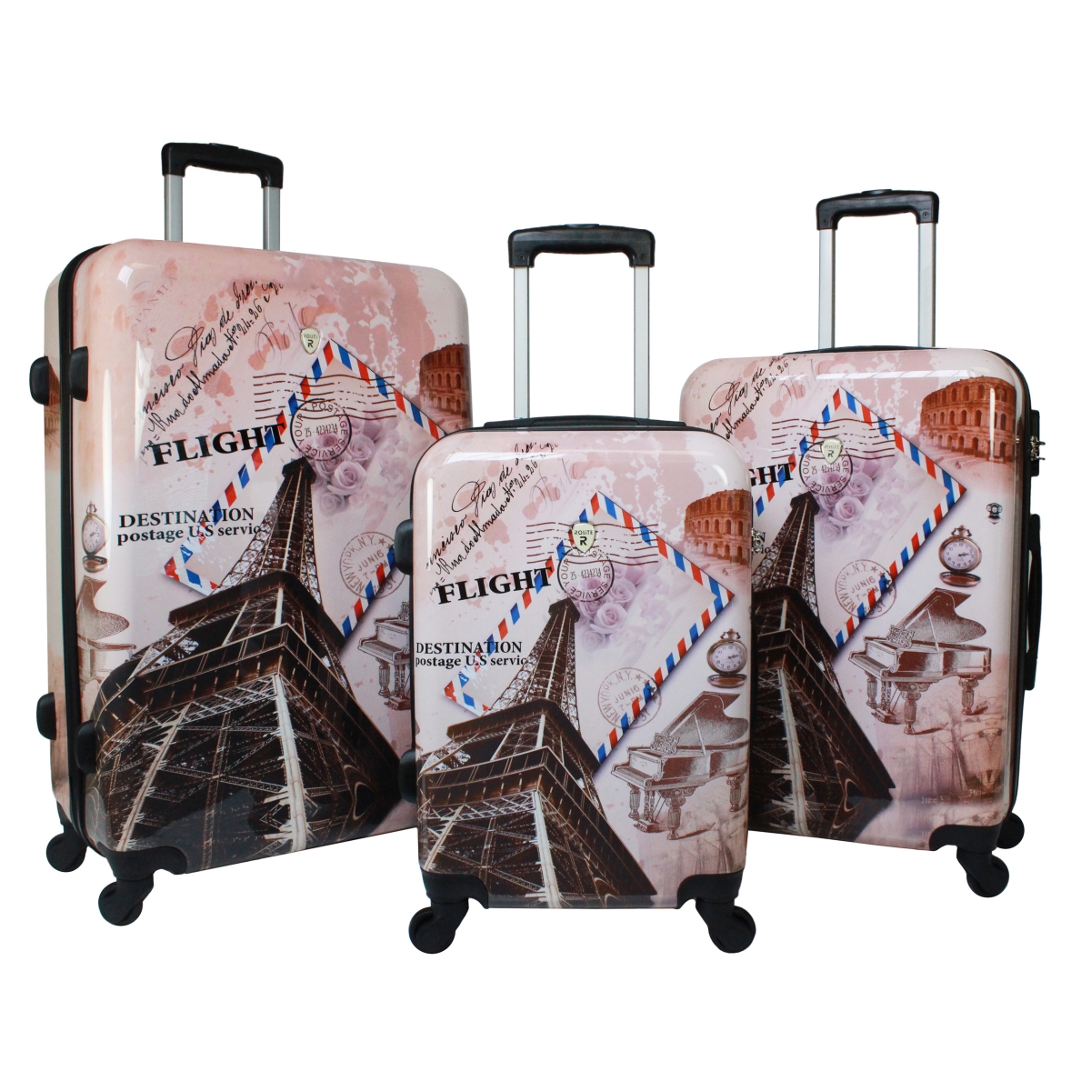 25rl-9305-flight 3 Piece Paris Collection Hardside Spinner Luggage Set