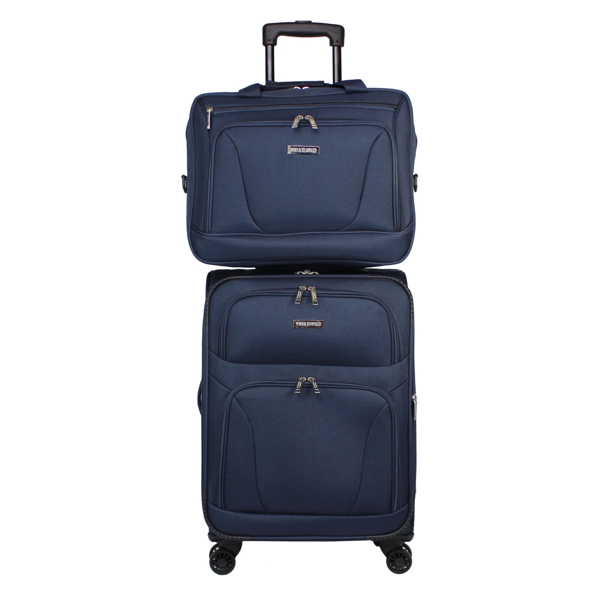 Wt100-2-navy 2 Piece Embarque Collection Super Lightweight Carry-on Spinner Luggage Set - Navy