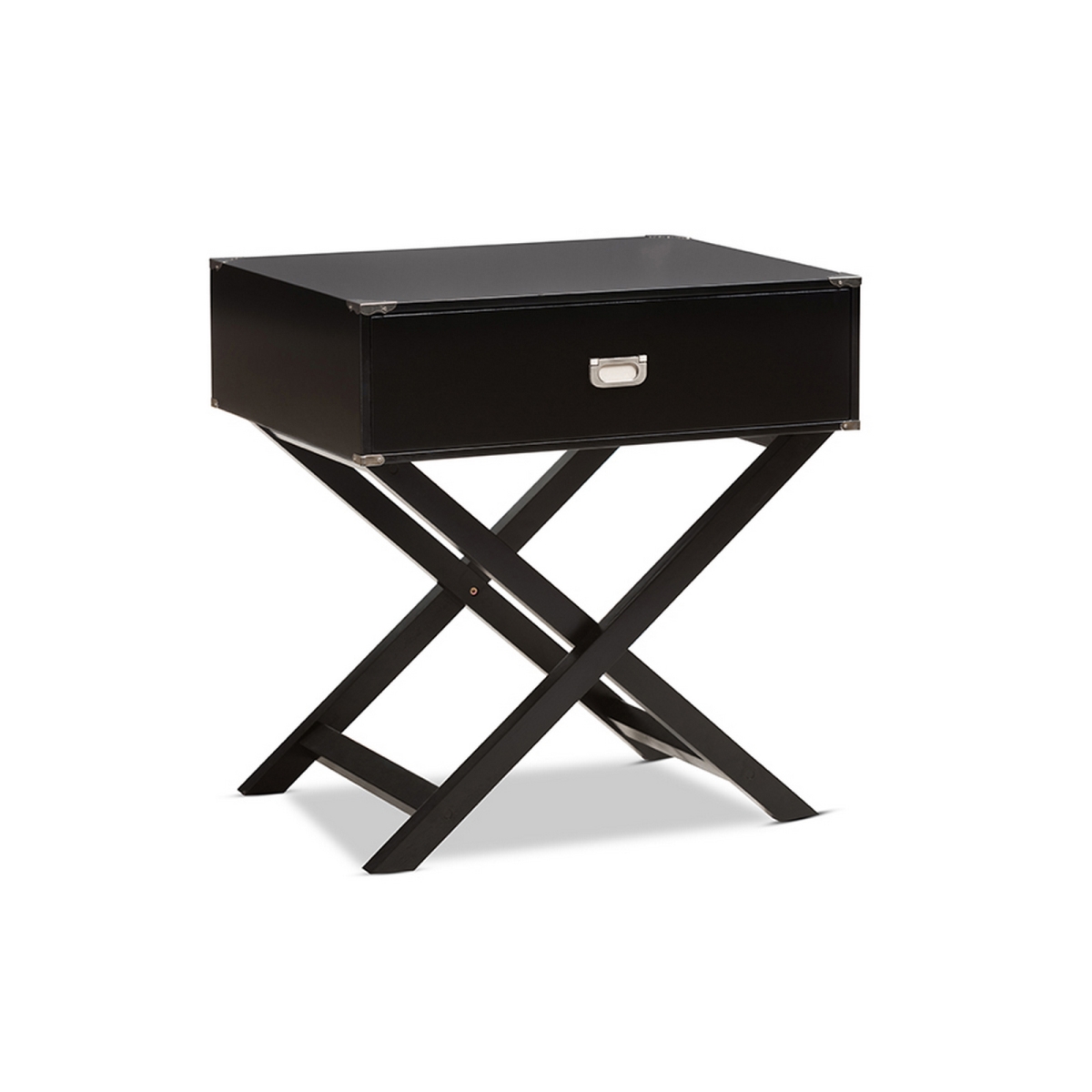 Urban Designs 370053 Curtice Modern & Contemporary Black Drawer Wooden Bedside Table - 27.9 X 25.9 X 20 In.