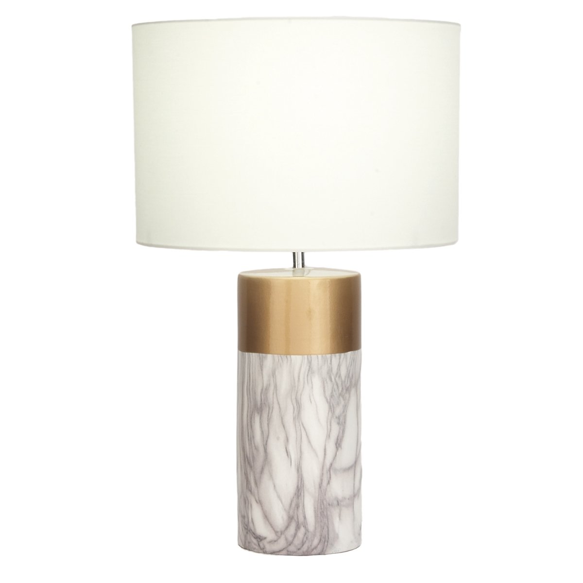 Urban Designs 7793706 24 In. White & Gold Column Ceramic Table Lamp