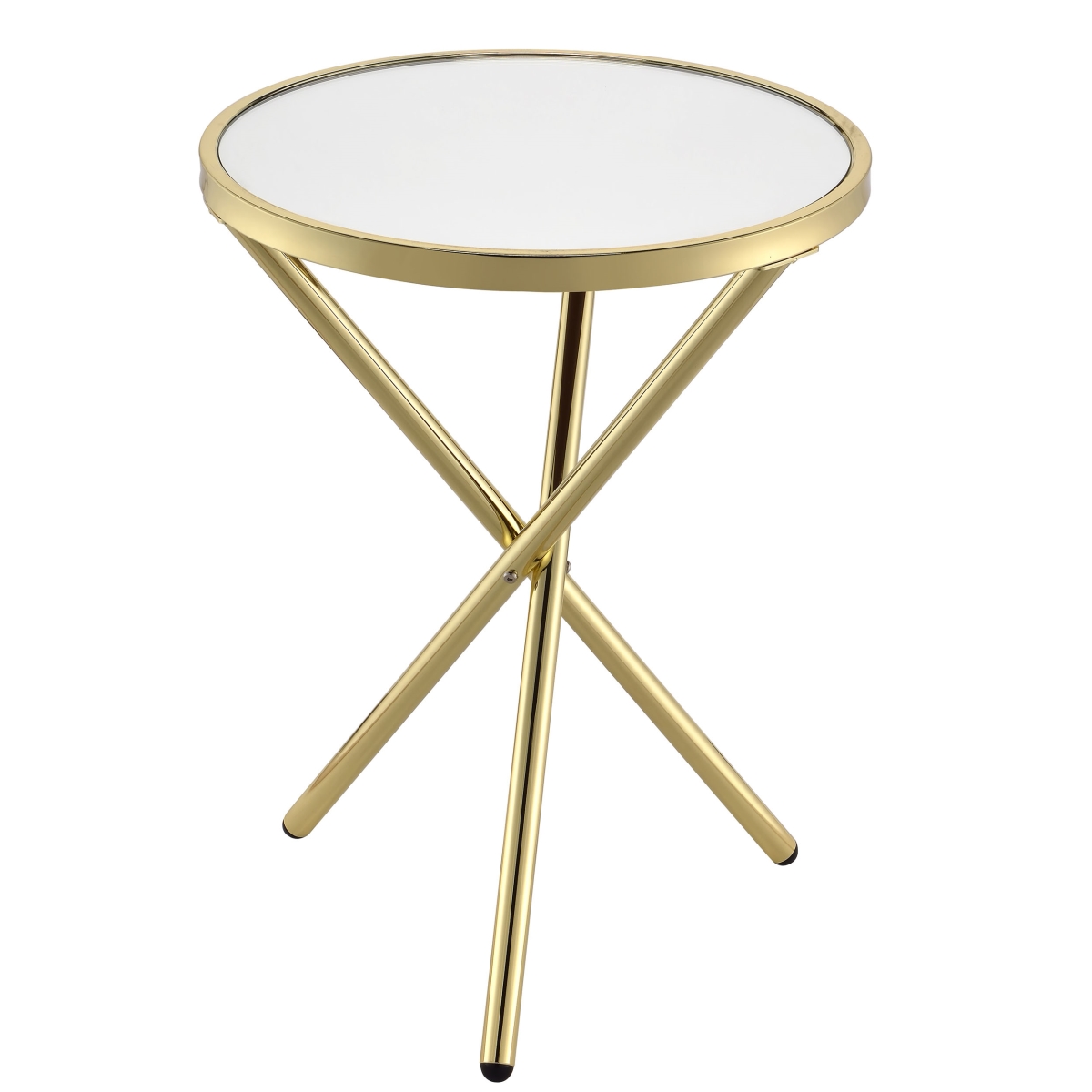 Urban Designs 4771818 19 Dia. X 25 In. Halo Accent Side Table - Mirror & Gold
