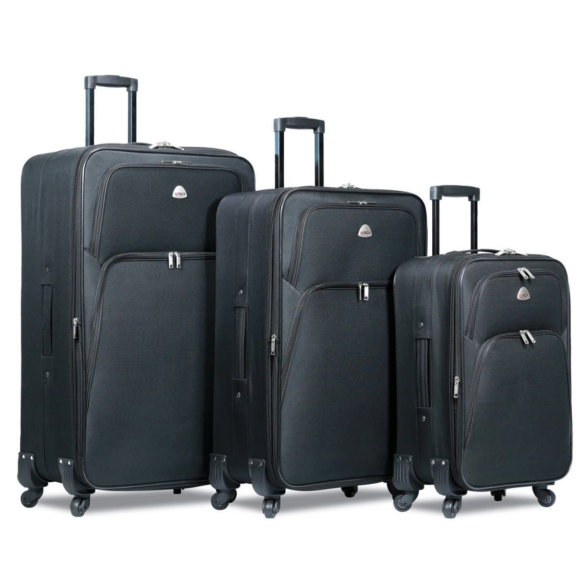 25hy-305-black Spinner Expandable Luggage Set - Black, 3 Piece