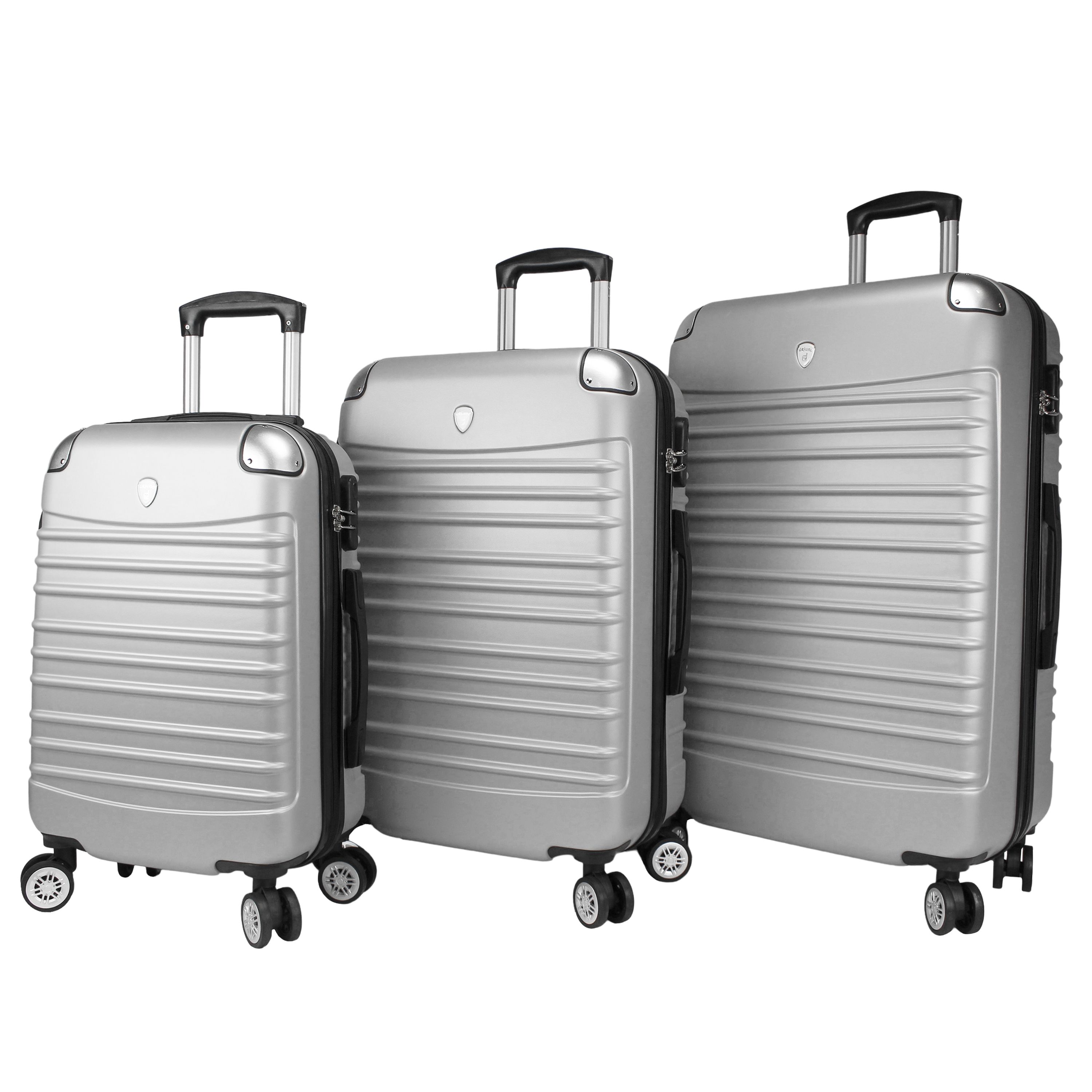 25dj-610-silver-grey Impact Hardside Spinner Luggage Set - Silver, 3 Piece