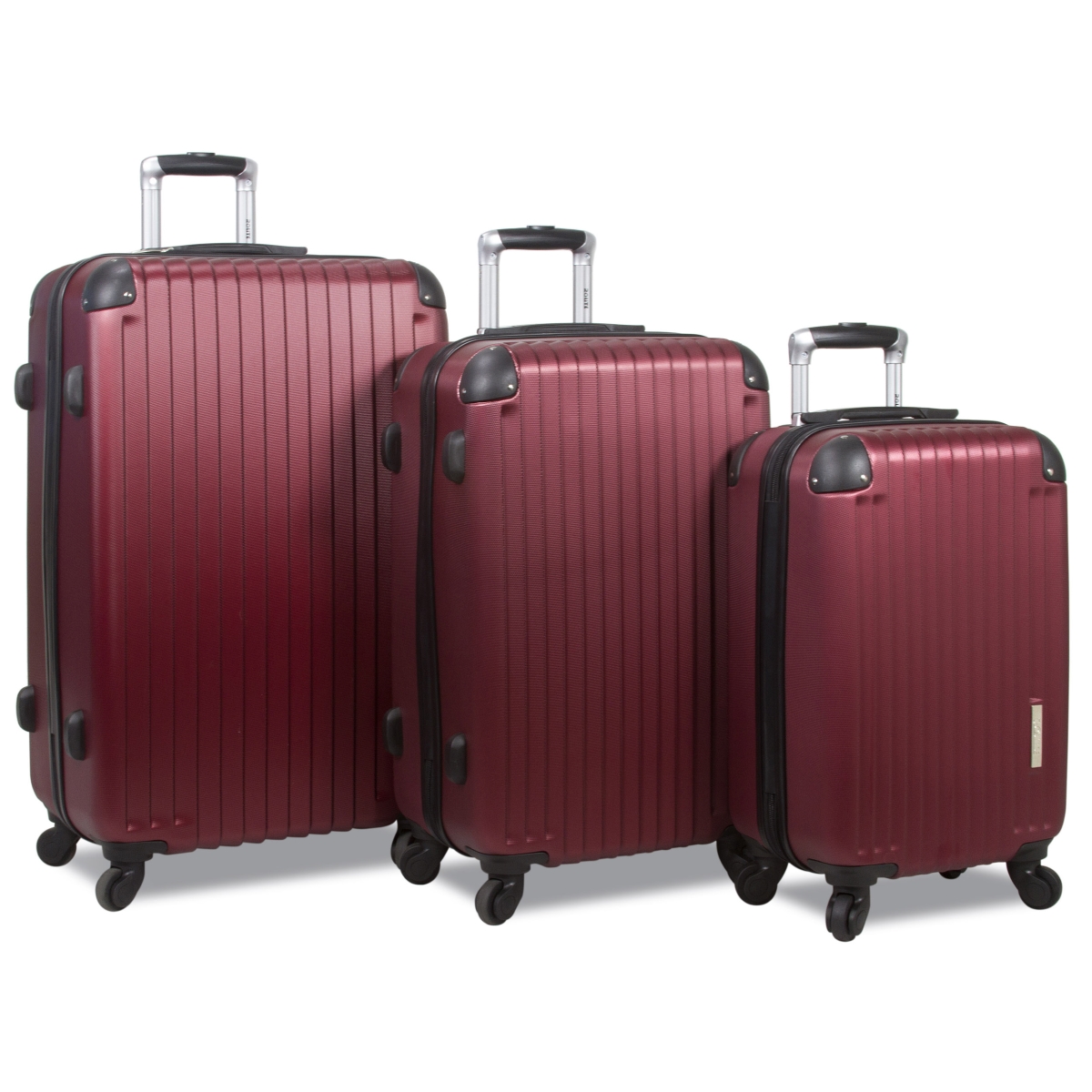 25rl-609-burgundy Prism Hardside Spinner Combination Lock Luggage Set - Burgundy, 3 Piece