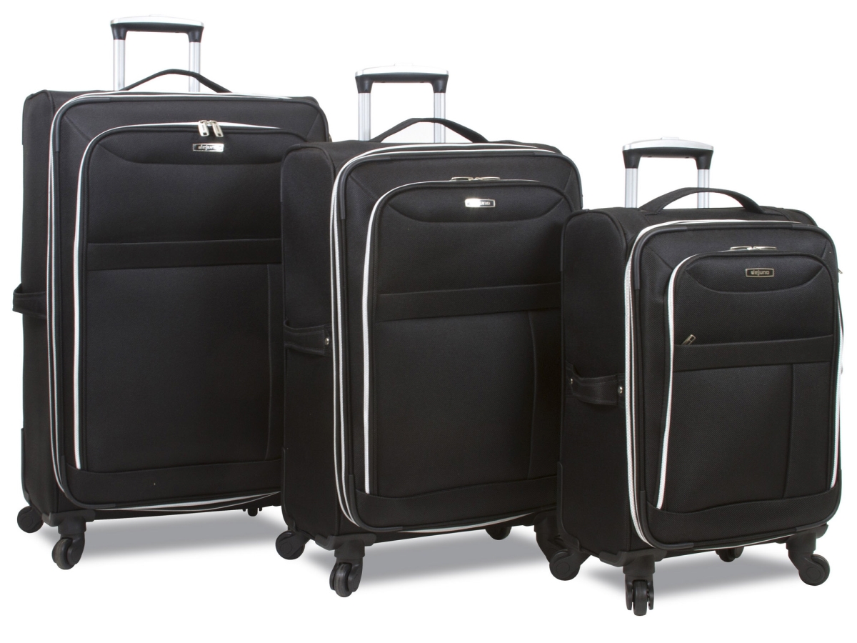 25dj-659-black Aria Softsided Lightweight Spinner Luggage Set - Black, 3 Piece