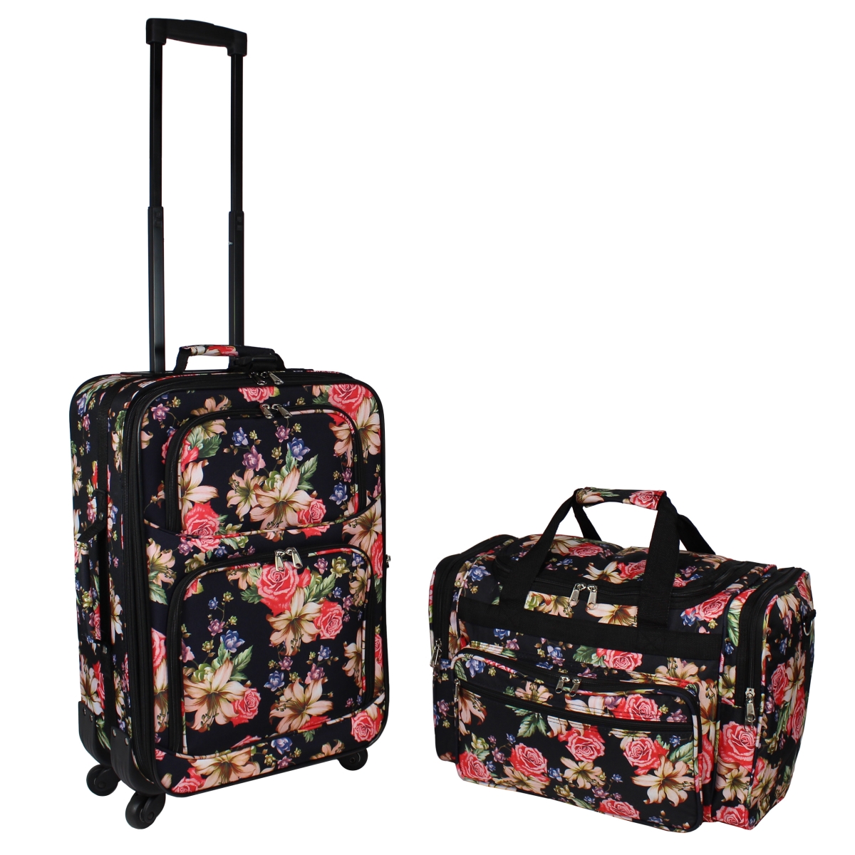 Wt8701-2-203 Carry On Expandable Spinner Luggage Set - Rose Lily, 2 Piece