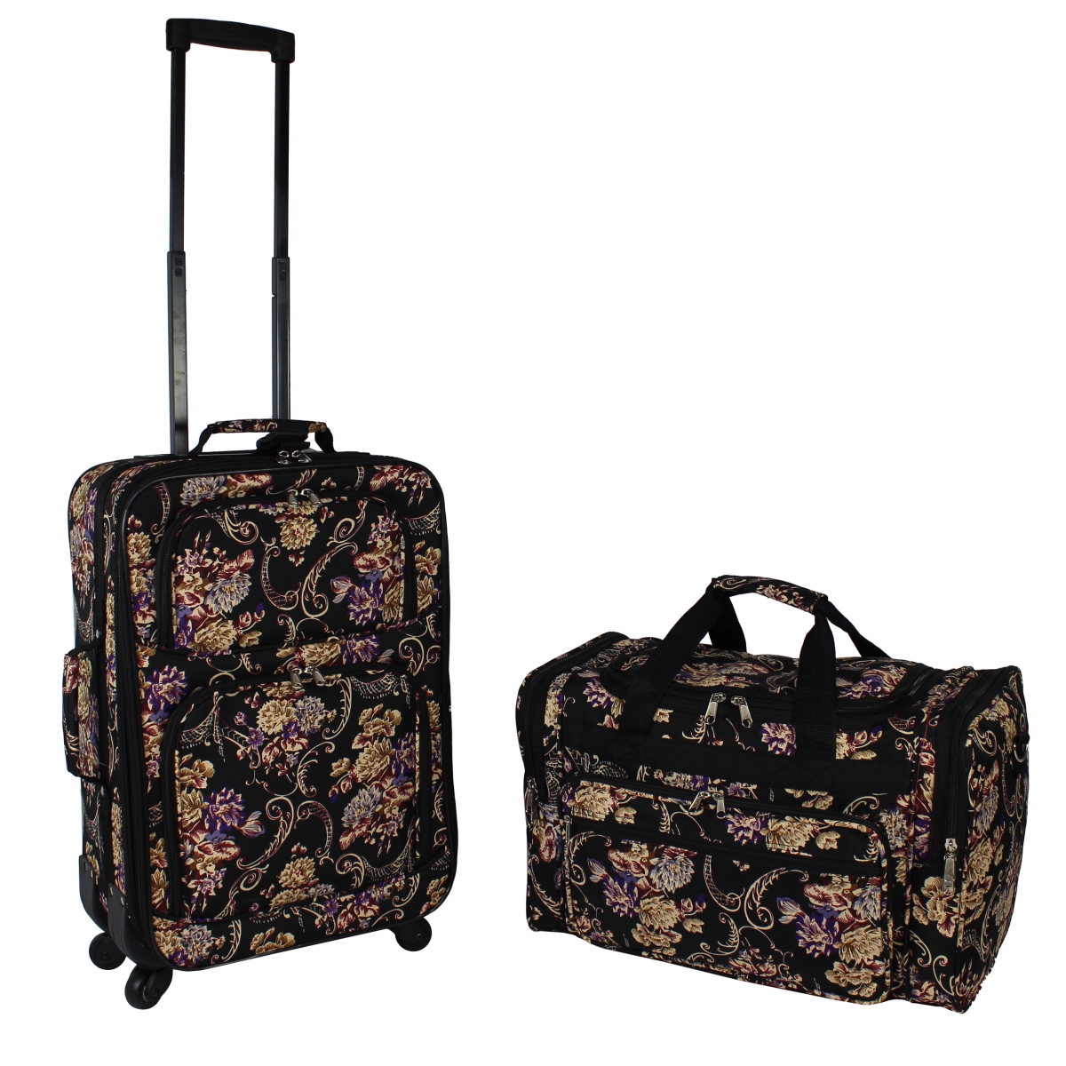 Wt8701-2-209 Carry On Expandable Spinner Luggage Set - Classic Floral, 2 Piece