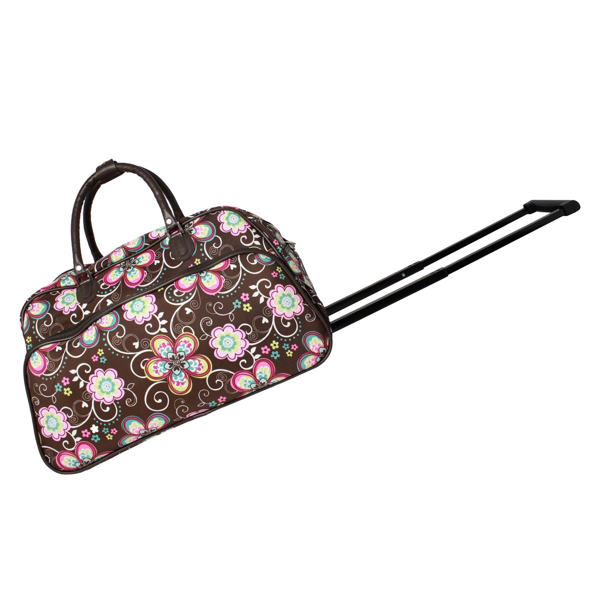 8112022-161 21 In. Carry On Rolling Duffel Bag - Brown Daisy