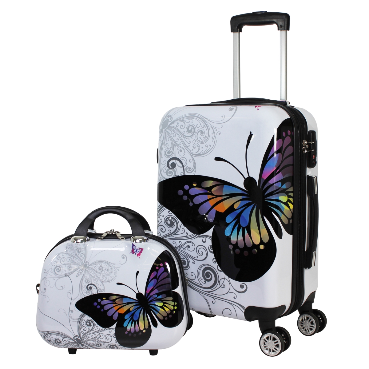 24dm110-2 Butterfly Hardside Carry On Spinner Luggage Set - 2 Piece