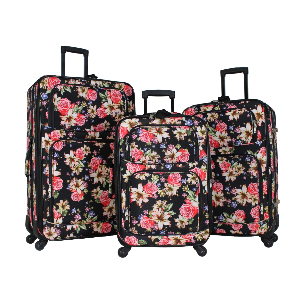 818703-203 Rolling Expandable Spinner Luggage Set - Rose Lily, 3 Piece