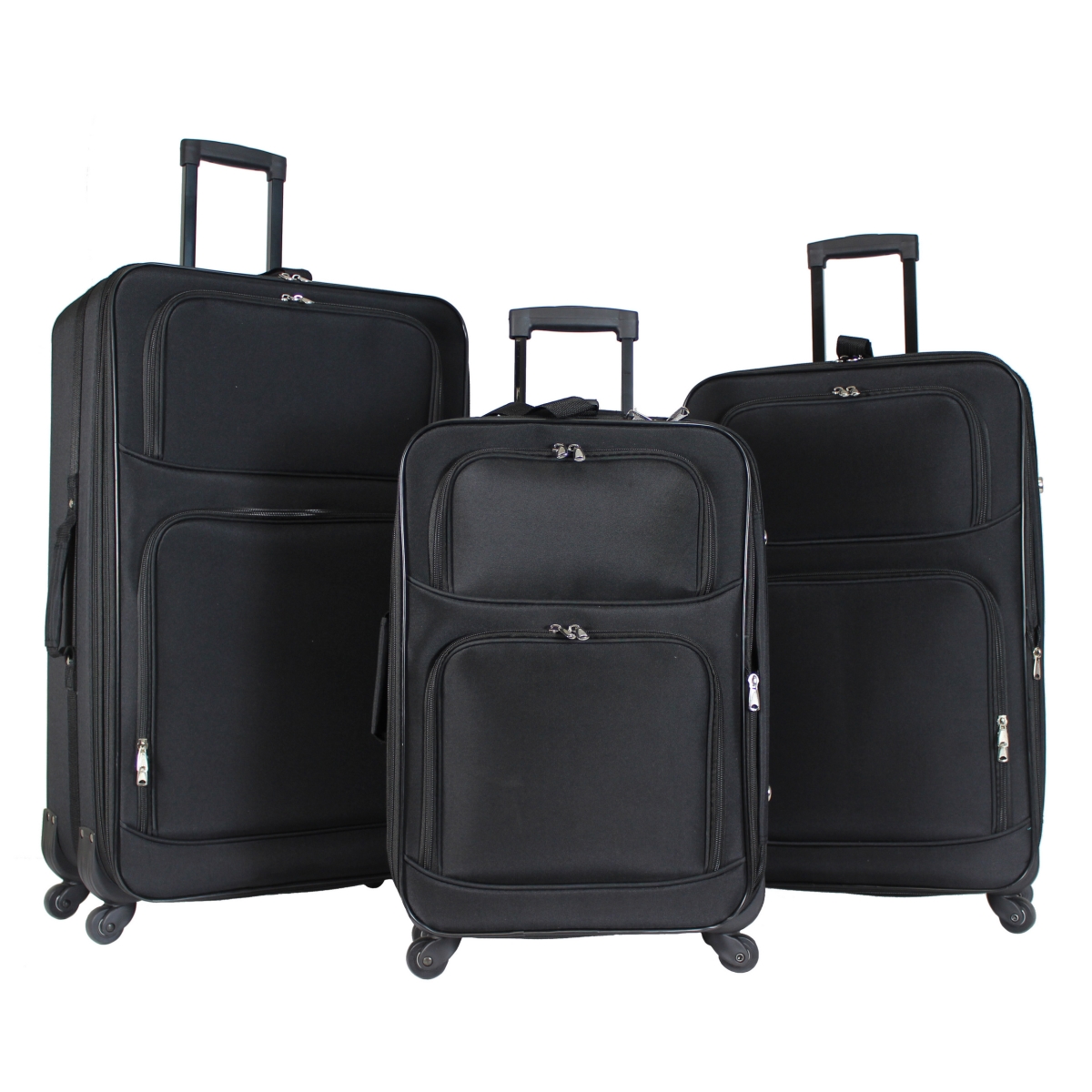 818703-b Rolling Expandable Spinner Luggage Set - Black, 3 Piece