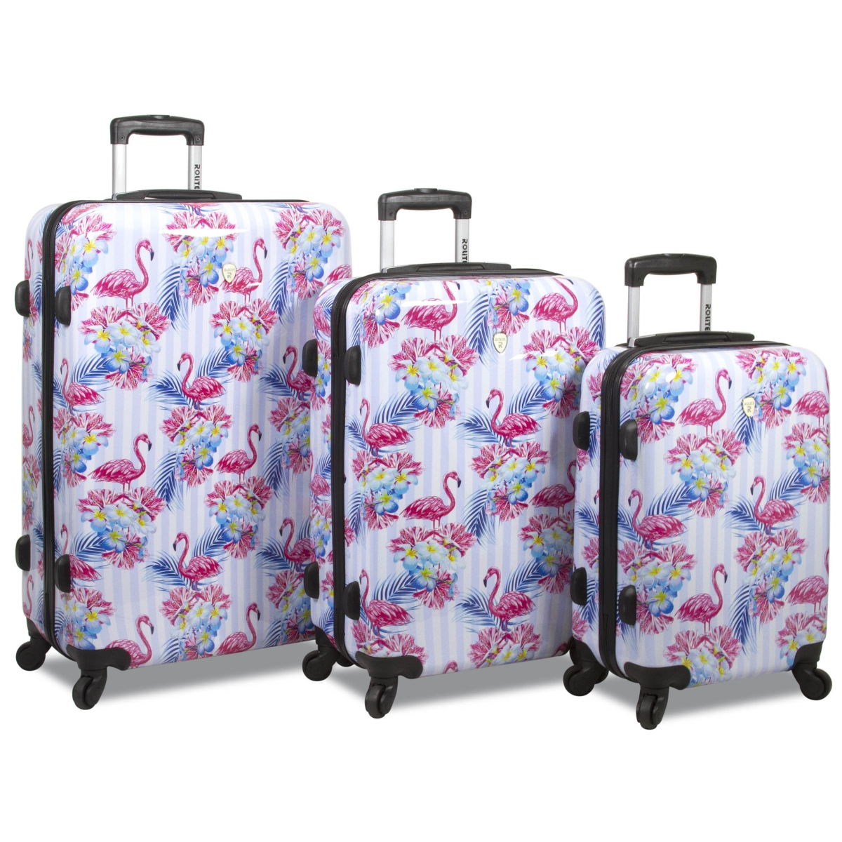 Wt-216-flamingo Flamingo Hardside Spinner Combination Lock Luggage Set - 3 Piece