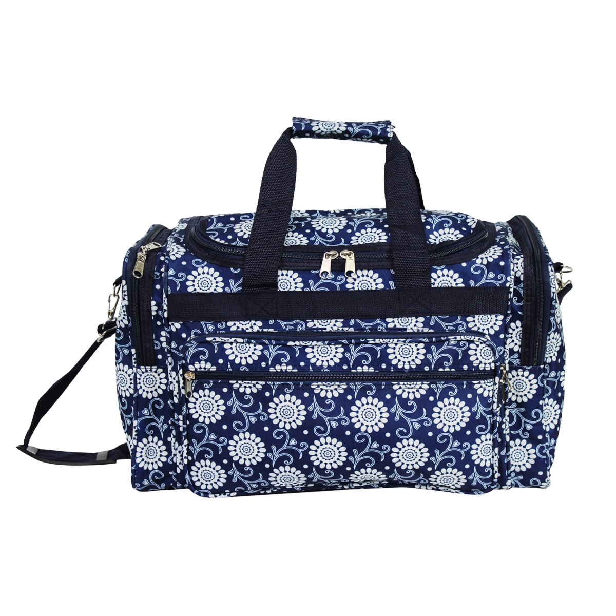 81t22-229 22 In. Carry-on Duffel Bag - Navy Vines Floral