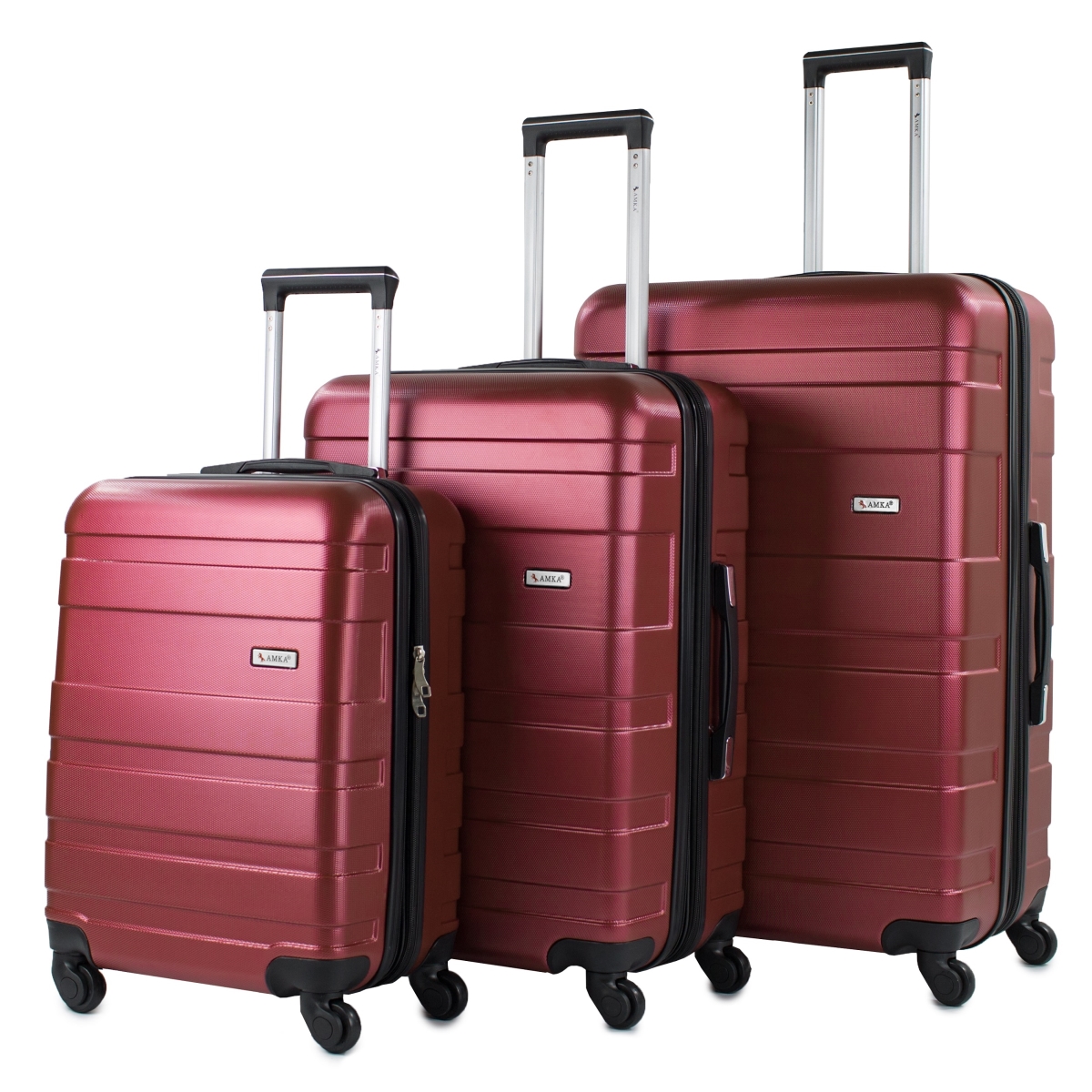 86996-3e-burgundy Verano Hardside 3 Piece Expandable Spinner Upright Luggage Set - Burgundy