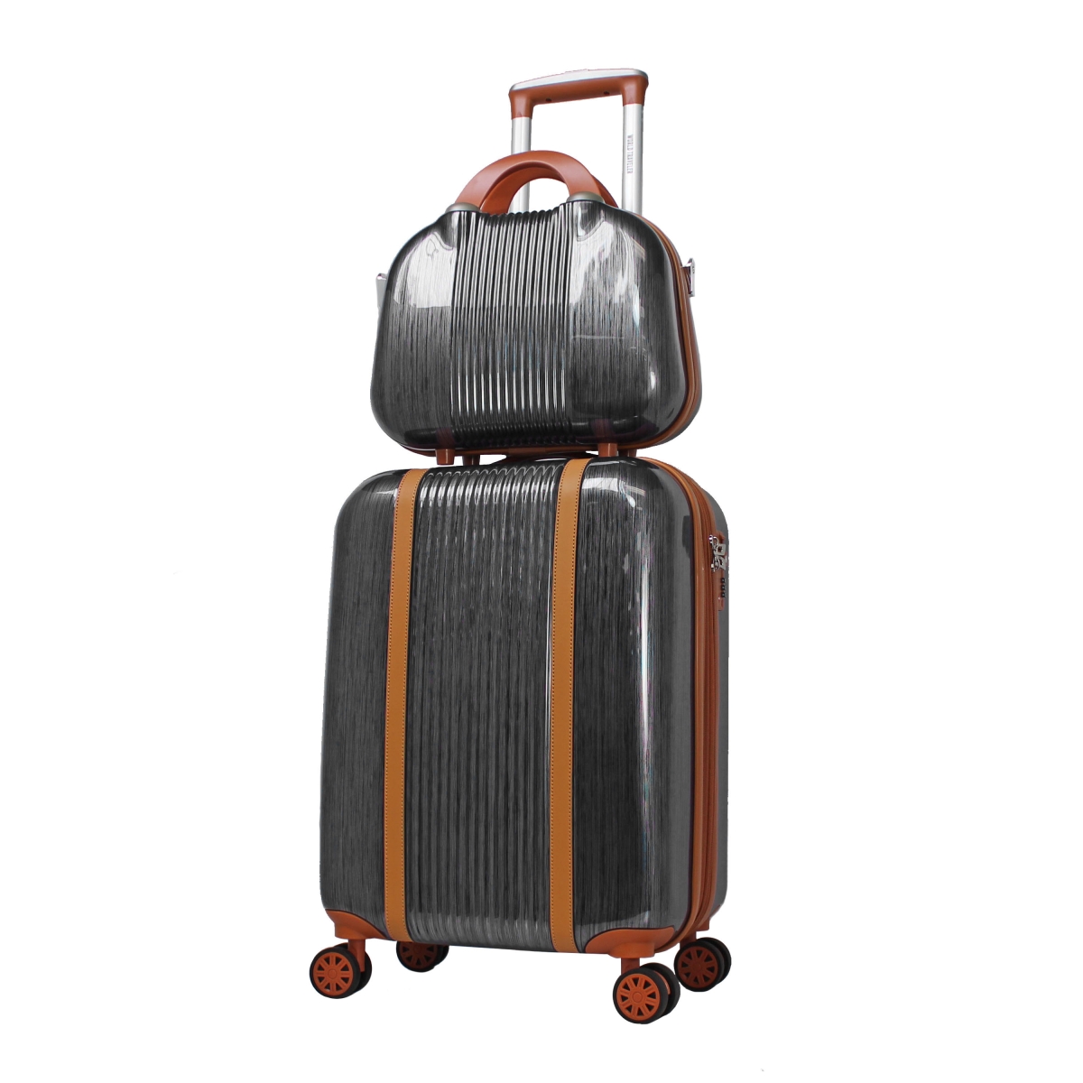 Wt8277-2-black 2 Piece Classique Lightweight Spinner Luggage Set - Black