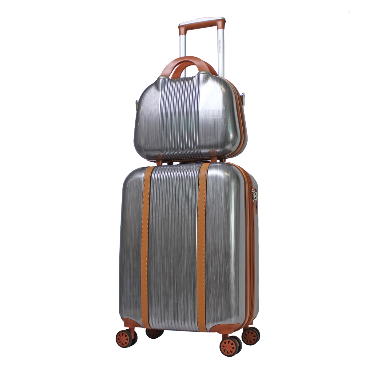 Wt8277-2-silver 2 Piece Classique Lightweight Spinner Luggage Set - Silver