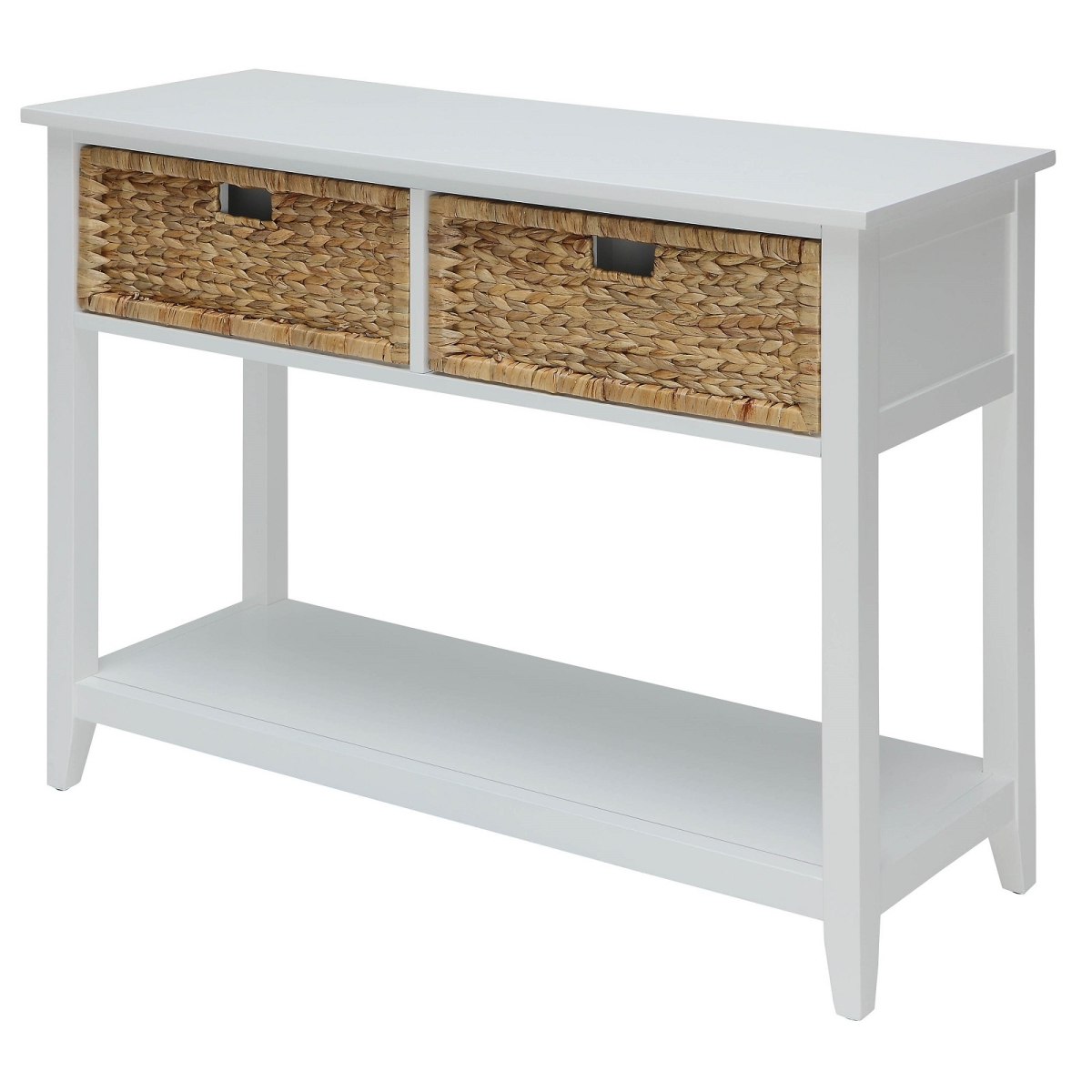 Urban Designs 4726209 Console Table With Two Basket Like Front Drawers, White - 28 X 16 X 44 In.