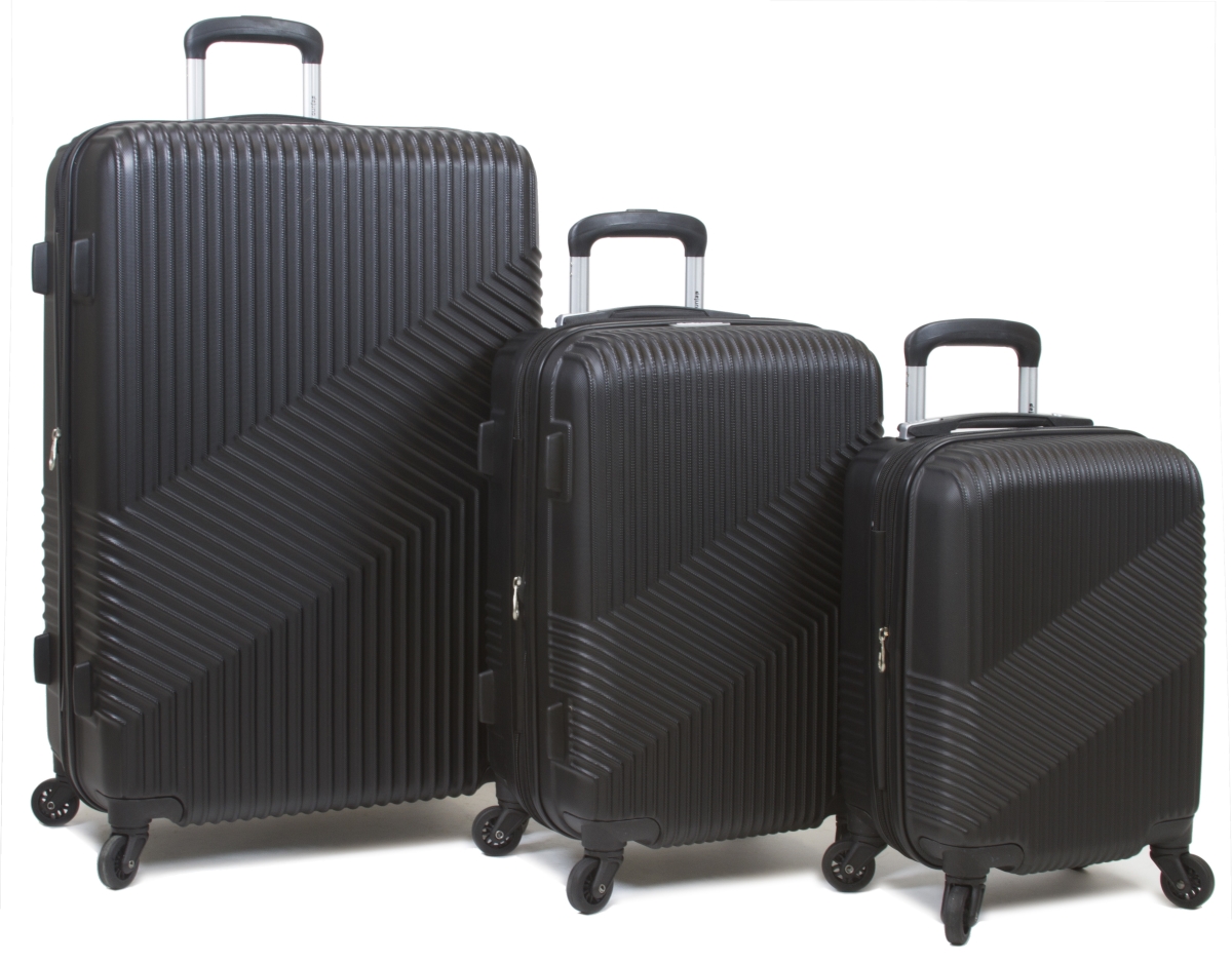 25dj-810-black Troy Abs Hardside Spinner Luggage Set, Black - 3 Piece