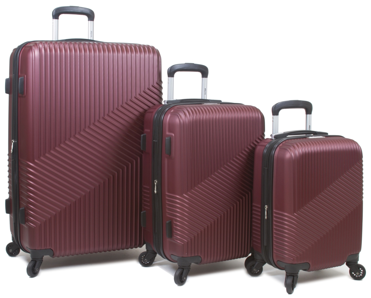 25dj-810-burgundy Troy Abs Hardside Spinner Luggage Set, Burgundy - 3 Piece