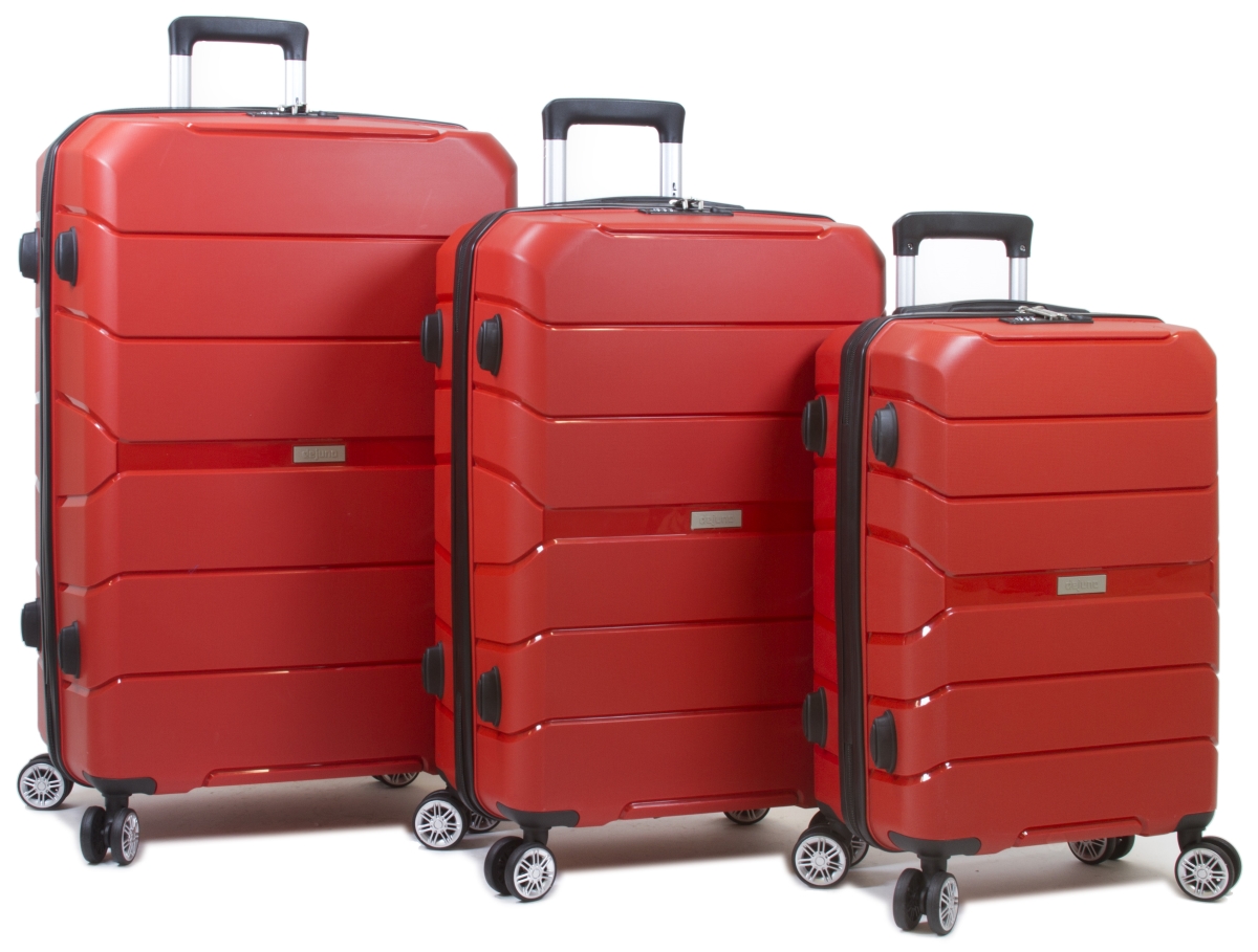 25dj-8292-red Ark Lightweight Hardside Spinner Luggage Set, Red - 3 Piece