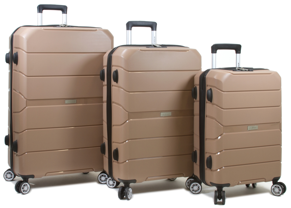 25dj-8292-pink Ark Lightweight Hardside Spinner Luggage Set, Pink - 3 Piece