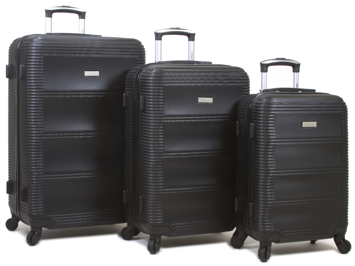 25dj-801-black Helix Hardside Spinner Luggage Set, Black - 3 Piece