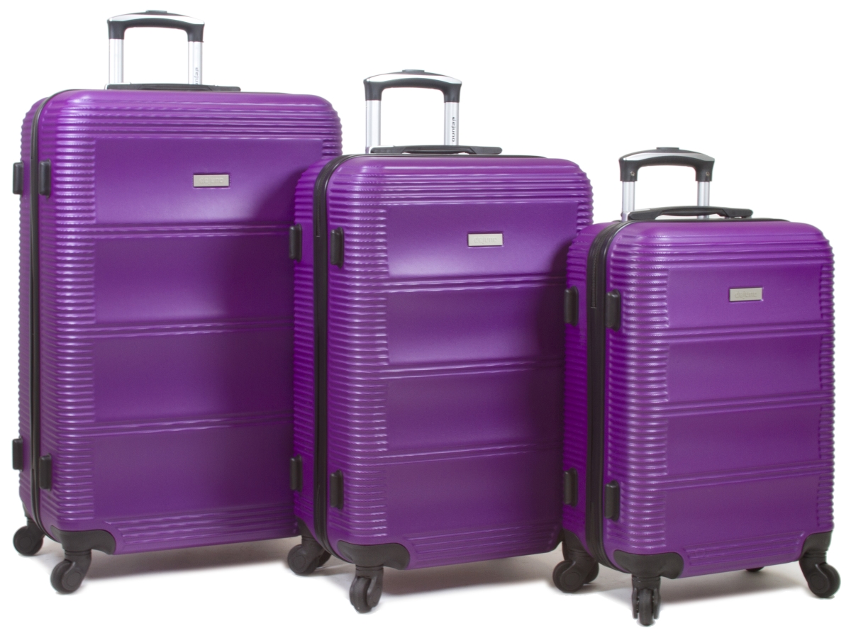 25dj-801-purple Helix Hardside Spinner Luggage Set, Purple - 3 Piece