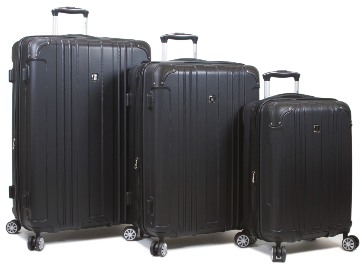 25dj-668-black Kingsley Hardside Spinner Luggage Set With Tsa Lock, Black - 3 Piece