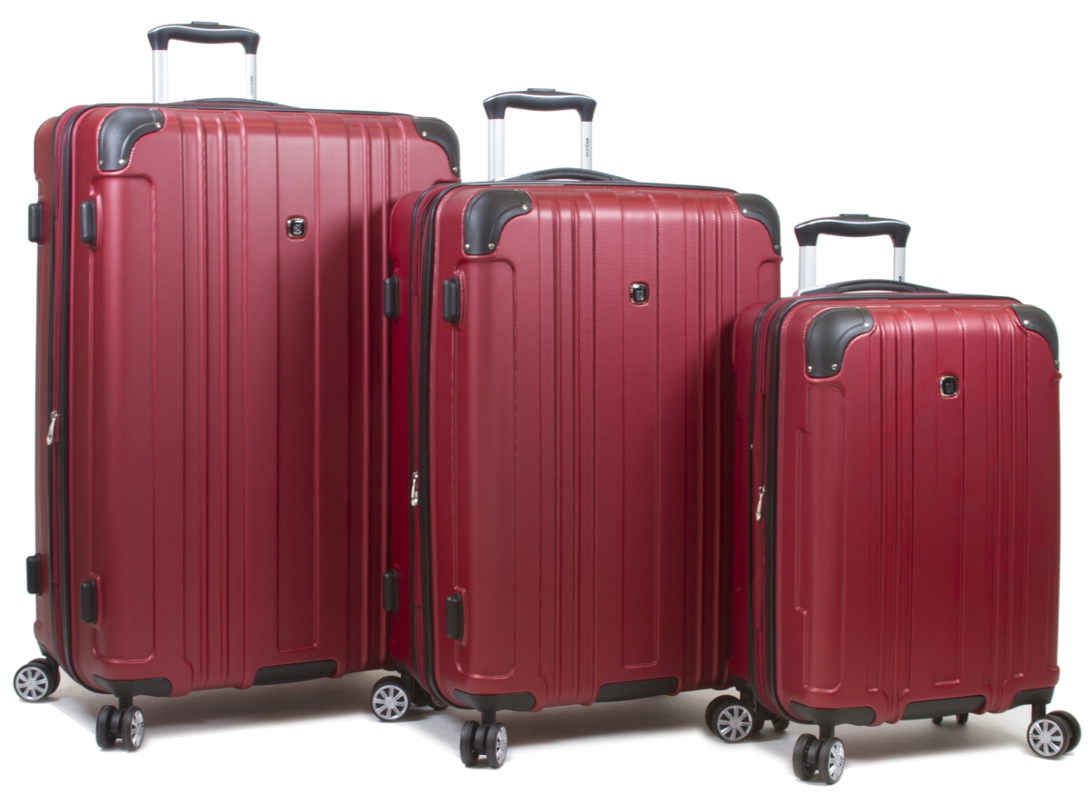 25dj-668-burgundy Kingsley Hardside Spinner Luggage Set With Tsa Lock, Burgundy - 3 Piece