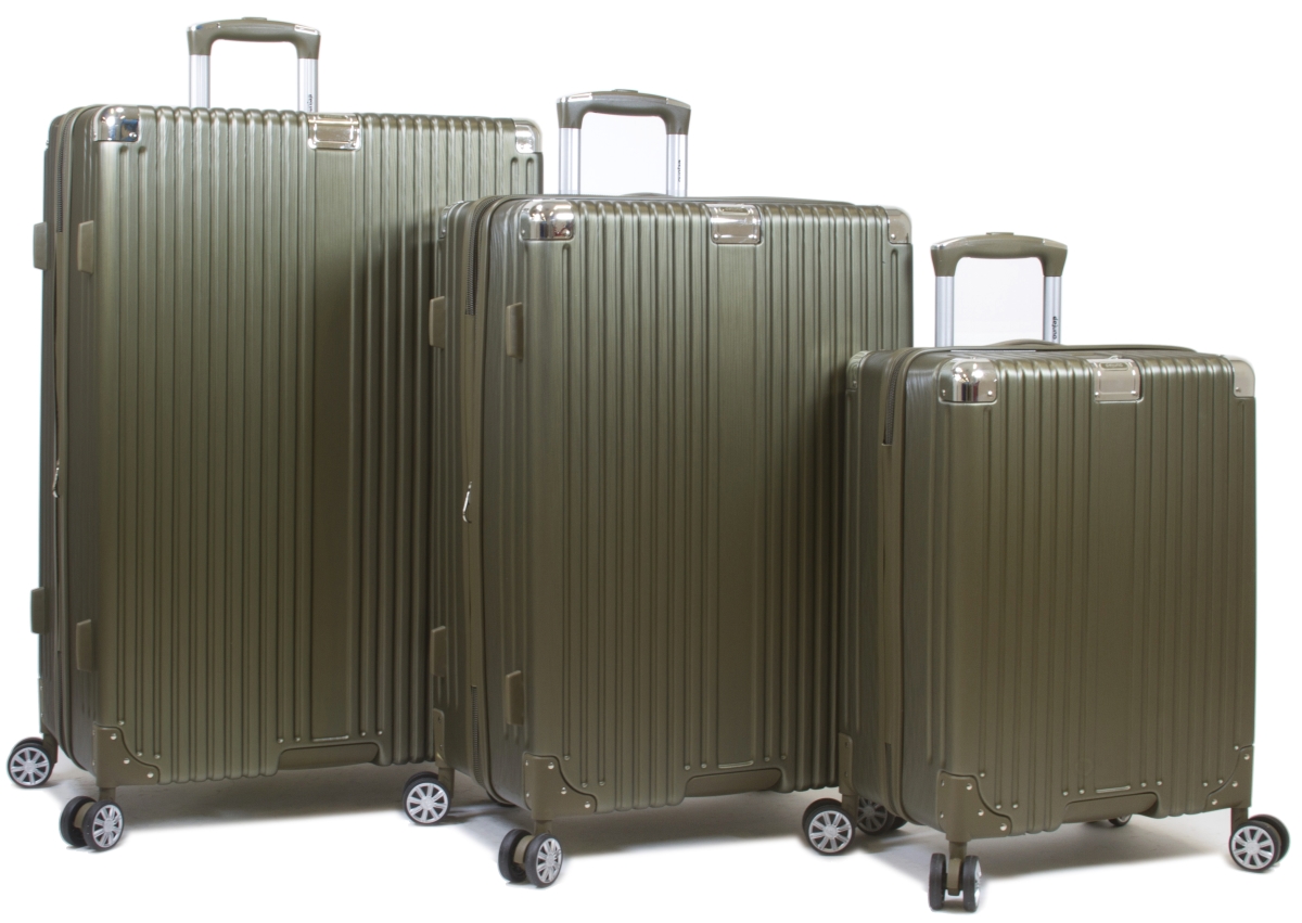 25dj-8276-olive Moda Scratch Resistant Hardside Spinner Luggage Set, Olive - 3 Piece