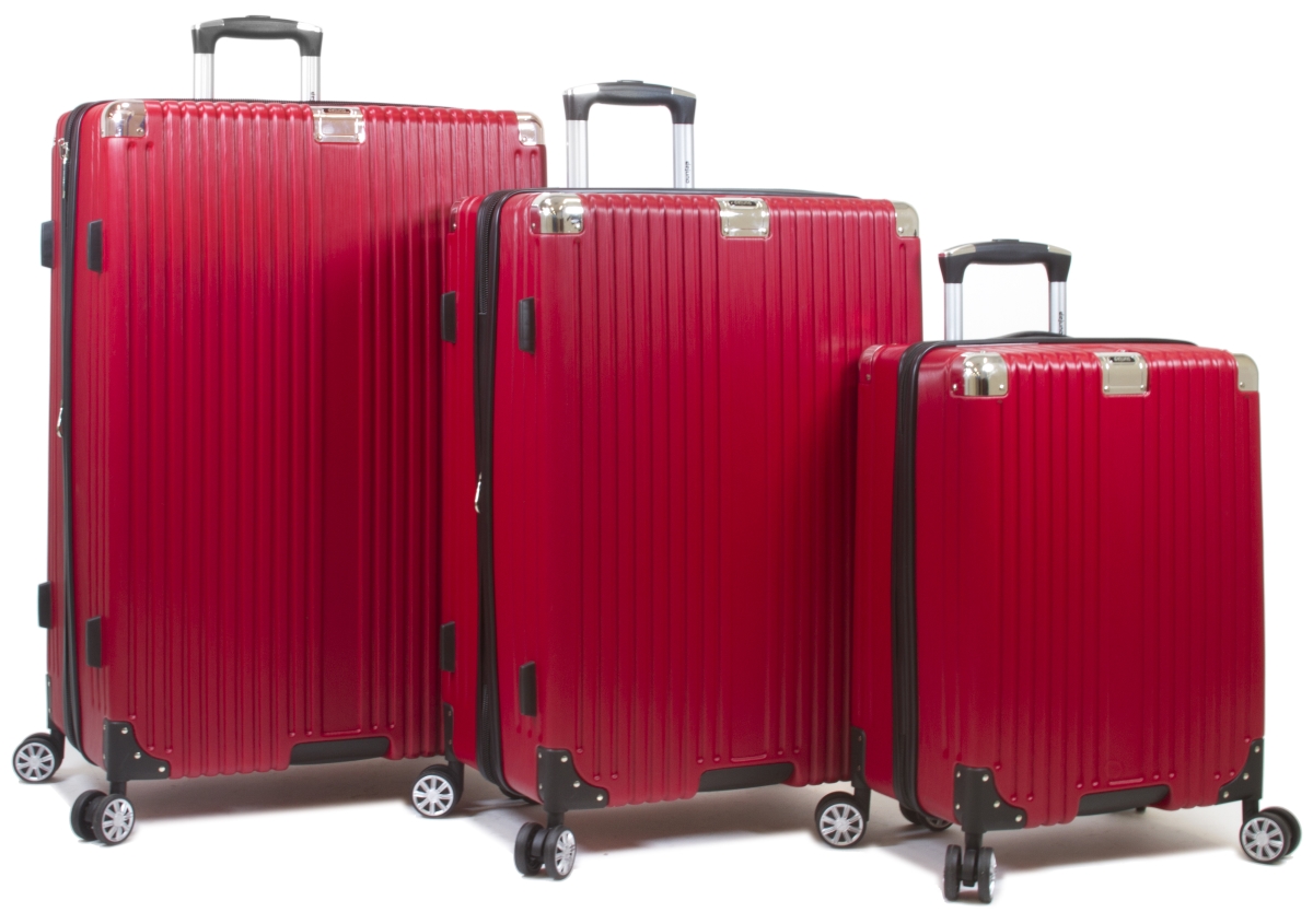 25dj-8276-red Moda Scratch Resistant Hardside Spinner Luggage Set, Red - 3 Piece
