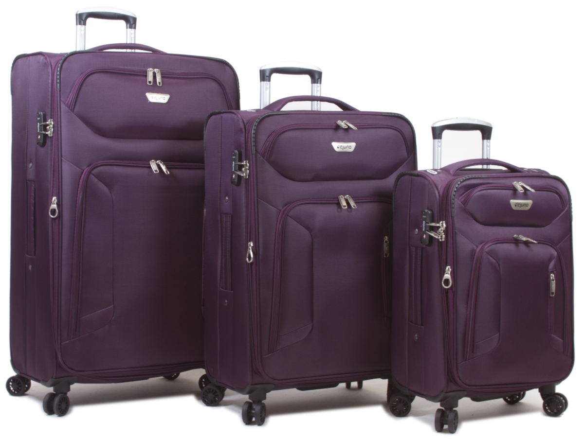 25dj-693-purple Cirrus Lightweight Nylon Spinner Luggage Set, Purple - 3 Piece