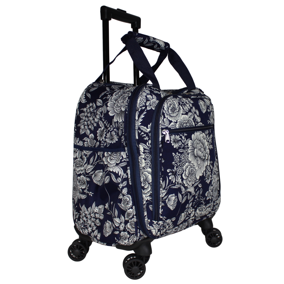 815501-212 18 In. Prints Spinner Carry-on Luggage, Navy White Flowers