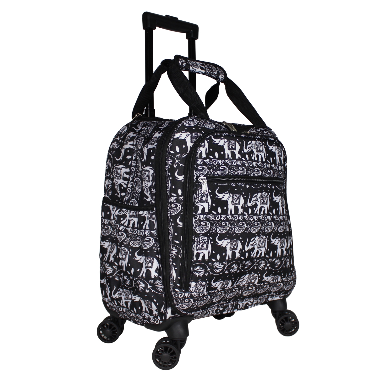 815501-227-b 18 In. Prints Spinner Carry-on Luggage, Black White Elephant