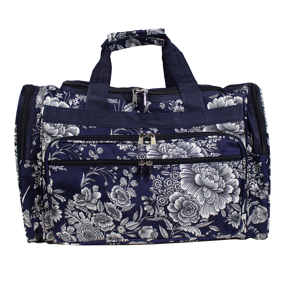 81t19-212 19 In. Carry-on Duffel Bag, Navy White Flowers
