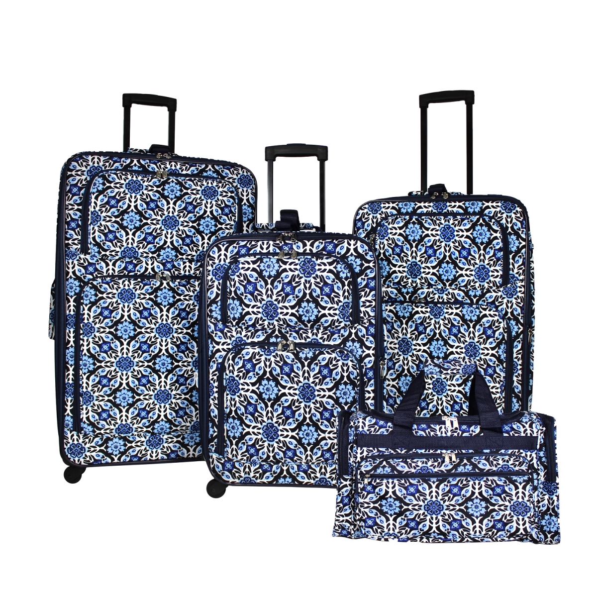 818703-t19-213 Expandable Spinner Luggage Set, Winter Flower - 4 Piece