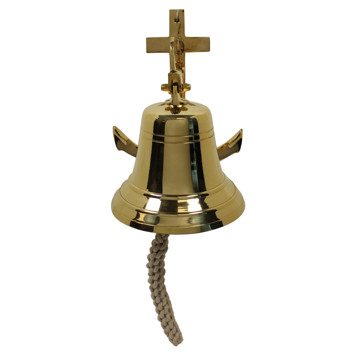 Urban Designs 8800108 11 X 8.75 X 11 In. Nautical Solid Brass Ship Bell With Anchor Mounting Bracket, Large