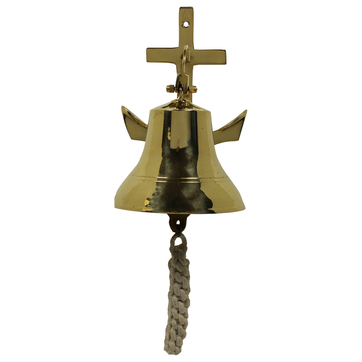 Urban Designs 8800109 8.5 X 6 X 7 In. Nautical Solid Brass Ship Bell With Anchor Mounting Bracket, Small