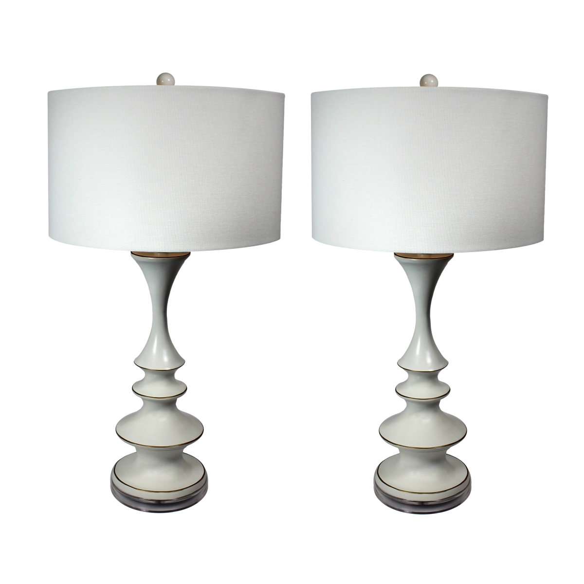 Urban Designs 7735674 Verano Tall Contemporary Table Lamp, White - Set Of 2