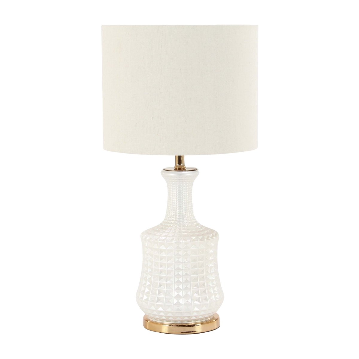 Urban Designs 7787993 Carmel Gloss Table Lamp, White & Gold