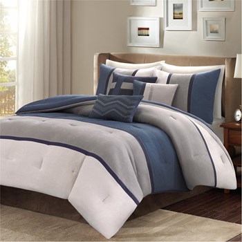 MP10-1317 Palisades 7 Piece Comforter Set, Blue - King