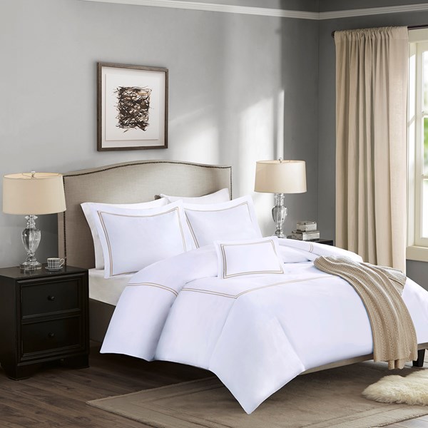 Madison Park MPS12097 Luxury Collection Tan Duvet Cover Set Full&Queen